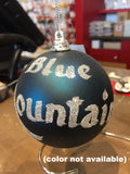 Georgian Christmas Personalized Blue and Silver Ornament that reads Blue Mountains