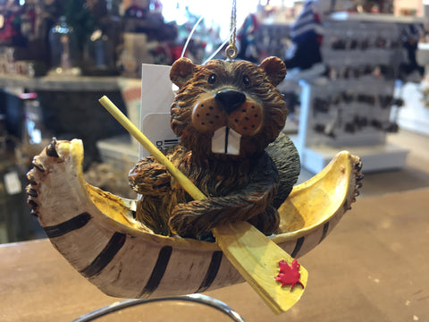 Beaver in Canoe Ornament